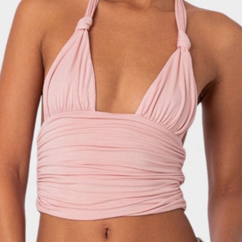 Edikted Pink Halter Crop Top